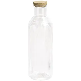 APS 10735 Glaskaraffe -LINES-, Ø 9 cm, H: 27 cm, 1 Liter, Glas, Deckel aus Kork