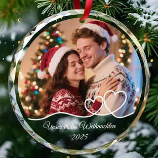 Puzzlo Personalisierte Weihnachtskugeln mit Foto Texte - Weihnachtskugel Personalisierte Geschenke für Femme Manner Familie Partner - Christbaumkugel Personalisiert Bild Weihnachtsdeko Innen Outdoor