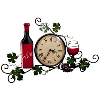 Fox Valley Traders Wein-Wanduhr, römische Ziffern, 6 1⁄4 Durchmesser Ziffernblatt, Wanddekoration, grün, Einheitsgröße