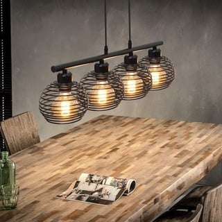 ZMH Pendelleuchte Esstisch Hängelampe Vintage - Schwarz Metall Esstischlampe E27 Fassung Retro Hängeleuchte Industrial Design Esszimmerlampe 4 flammig Gefedert Pendellampe für Esszimmer Küche