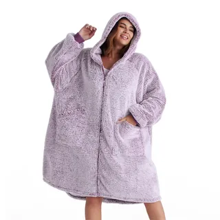 BEDSURE Hoodie Decke mit Ärmeln - Kuscheldecke mit Ärmeln übergroße Pullover Mit Reißverschluss, Sherpa Kuschelpullover Loungewear Sweatshirt Lang, Weihnachtsgeschenke für Frauen Herren Damen, Lila