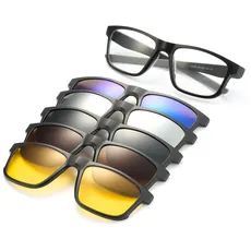 JIM HALO Magnetische Polarisiert Clip-on Sonnenbrille Herren, Sport Sonnenbrille 5Pcs Kunststoffrahmen für Nachtfahrten