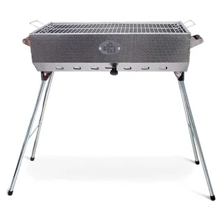 Mangal Taschkent Schaschlikgrill aus rostfreiem Edelstahl mit klappbaren Beinen, Grillrost und Luftregler