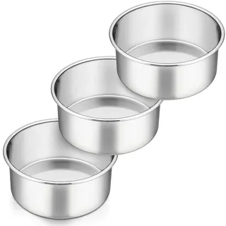 Homikit Kuchenform, 3 Stück 16cm Rund Edelstahl Backform Tortenform Set