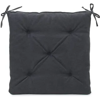 Gözze - Sitzkissen mit Befestigungsbändern, Stuhlkissen, Gesteppt, Darco, 40 x 40 x 4 cm - Anthrazit