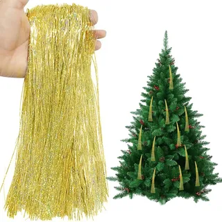 Lametta Weihnachtsbaum Gold,Tannenbaum Deko Weihnachten Party Christbaum Lametta Vorhang Schwe Christbaumschmuck Weihnachtsdeko Christmas Tree Schmuck Glitzer Metall Aufhängen,für Silvester Dekoration