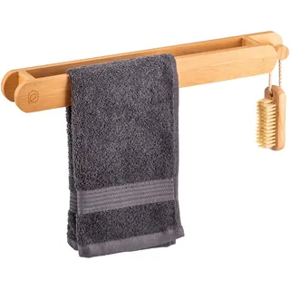 eluno Handtuchhalter, Bambus , Braun , Holz , 42x4x5 cm , Badezimmer, Badezimmerausstattung, Handtuchhalter