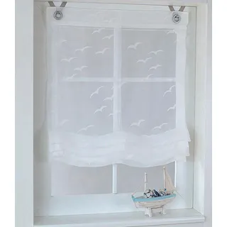 Kutti Raffrollo Ösenrollo Weiss transparent maritim Seabird Breite 100 cm x Höhe 130 cm