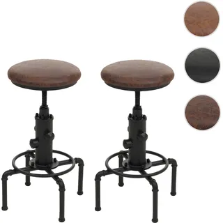 2er-Set Barhocker HWC-N23, Barstuhl Tresenhocker höhenverstellbar drehbar Industrial Metall Kunstled