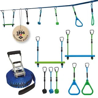 Donic Schildkröt Schildkröt Jungle Line Set für Kinder und Erwachsene, 11 Meter, Outdoor Ninja Parcours, 7 robuste Hindernisse