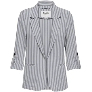 ONLY Damen Onlcaro 3/4 Unlined Blazer TLR Longblazer, Bright White/Stripes:Naval Academy, 40