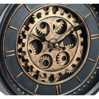 formano Moderne Standuhr mit Beweglichen Zahnrädern 34cm Metall Clock Antikfinish - Bunt