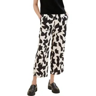 TOM TAILOR Damen 1036866 Culotte Hose, 32145-Black Big Abstract Design, 34W / 26L