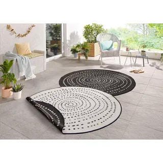 Northrugs Teppich Bali rund, 5 mm Höhe, In-& Outdoor, Wetterfest, Balkon, Garten, Wohnzimmer, Wasserfest schwarz