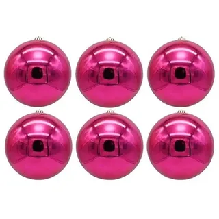 6 x Weihnachtskugeln aus Kunststoff Ø 15 cm/Fuchsia glänzend | Für den Innen- und Außenbereich – Wetterfest – Bruchsicher Outdoor Christbaumkugeln Weihnachtsbaumkugeln Baumkugeln