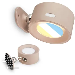 Briloner Sticklights - LED Wandleuchte ohne Stromanschluss und ohne Bohren mit Akku, Touch, dimmbar, CCT, magnetisch abnehmbar, Wandlampe zum Kleben, Leselampe, Flurlampe, 9x7,5x4 cm, Beige