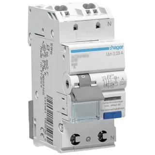 Hager Fehlerstrom-Leitungsschutzschalter 1P+N 6kA B-16A 30mA Typ A QuickConnect ADS916D