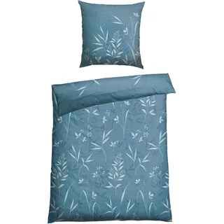 SCHIESSER Kicky Floral Petrol 135 x 200 cm + 80 x 80 cm