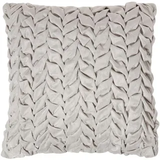 Homescapes Samtkissen Grace grau 45/45 cm plissiert in Flechtoptik , Grau , Textil , Uni , Füllung: Polyester , Quadratisch , 45x45 cm , Oeko-Tex® , Heimtextilien, Wohntextilien, Kissen, Zierkissen