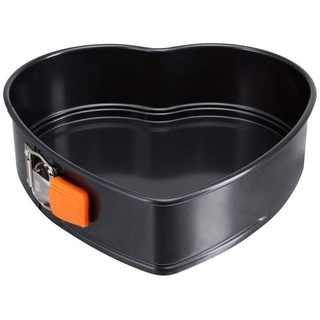 Le Creuset Antihaft Herz-Springform, 24,8 x 23,8 x 6,9 cm, Sauerteigbeständig, Aus Karbonstahl gefertigt, Anthrazit/Orange, 94103326001100