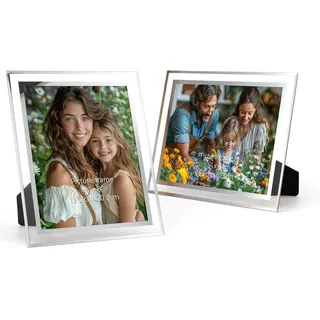 PETAFLOP Bilderrahmen 15x20, Bilderrahmen Glas 2er-Set für Hochzeiten, Häuser, Büros