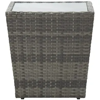 vidaXL Beistelltisch Grau 41,5x41,5x43 cm Poly Rattan und Hartglas