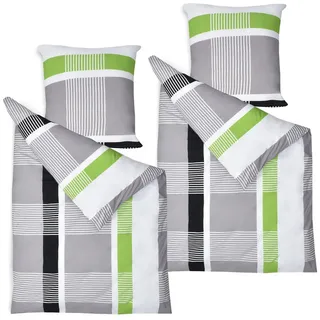 Bettwwäsche Dana 155/220 cm + Kissenbezug 80/80 cm Gestreift Renforcé 2er Set , Multicolor , Textil , 155x220 cm , Heimtextilien, Bettwäsche & Leintücher, Bettwäsche