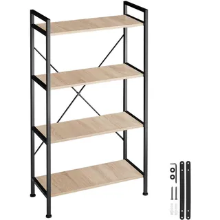 tectake Regal Leeds,inklusive Kippschutz, 67,5 x 31,5 x 121,5 cm,Industrial Holz hell, Eiche Sonoma , Beton Optik , Rechteckig , 31.5x121.5x67.5 cm , Wohnzimmer, Regale, Bücherregale