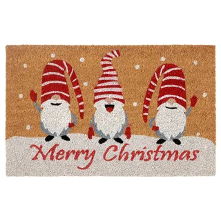 HANSE HOME Fußmatte »Kokos Gnomes Merry Christmas, Türmatte« rechteckig 15 mm Höhe Schmutzfangmatte, Rutschfest, Outdoor, Weihnachten, Kokosmatte, Zwerg, braun