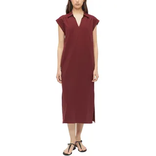 s.Oliver Damen Midikleid – V-Ausschnitt, Relaxed Fit, Raffungen, seitlich geschlitzt