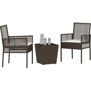 vidaXL Garten Bistro Set 3 stk. Braun Poly-Rattan - Braun