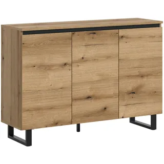 xonox.home Sideboard 120 x 84 x 36 cm Eiche dunkel / Schwarz