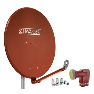 Schwaiger Satellitenanlage Set Ziegelrot Aluminium 88 cm - Rot