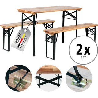 Stagecaptain Hirschgarten Bierzeltgarnitur für Balkon 117 cm Natur 2x Set