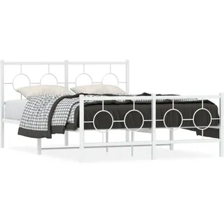 vidaXL Bettgestell mit Kopf- und Fußteil Metall Weiß 140x190 cm - Weiß