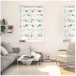 Duo Rollo / Doppelrollo Klemmfix 90 x 150 cm monstera/grün