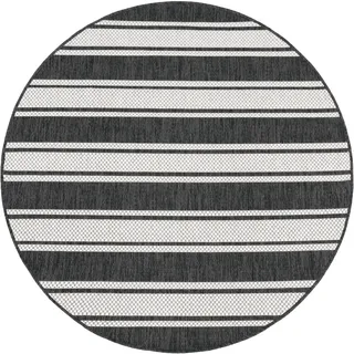 Paco Home Teppich Flachgewebe, in Sisal-Optik mit Bordüre UV-beständig robust Grösse 120 cm Rund - Bunt