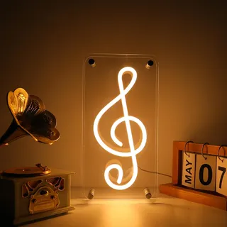 ENUOLI Musiknoten-Neonlicht, USB-betriebene Musiknoten-Neonschilder, doppelschichtiges Acryl-Neon-Musiknotenlicht, dimmbare Musiknoten-LED-Schilder für Schlafzimmer, Wand, Kinderzimmer, Geburtstagsde