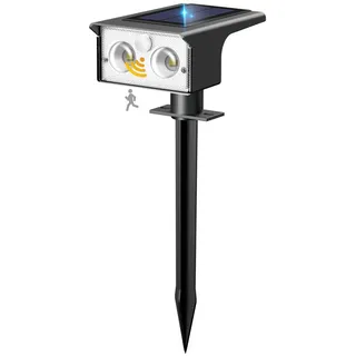 btfarm 1 Stück Solarlampen für Außen mit Bewegungsmelder, 3 Modi Solarstrahler für Außen Garten IP65 Wasserdicht Led Solar Strahler, 6500K Solarleuchten Aussen für Eingang Terrasse Treppe, Kaltweiß