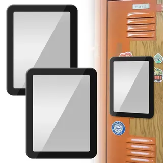 Sxutop 2 Stück Magnetische Schließfach Spiegel 5x7 Zoll Magnetischer Spiegel Klein Magnet Schminkspiegel Rechteckig für Büroschränke,Schulschränke,Turnhallenschränke und Badezimmer (Schwarz)