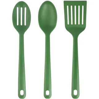 Grunwerg Greenworks 3-teiliges Set aus recyceltem PET, bestehend aus einem Pfannenwender, einem Schaumlöffel und einem Servierlöffel, grün