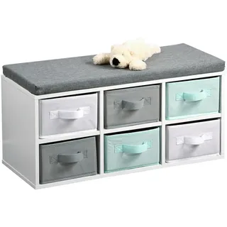 KESPER Kindersitzbank 68 x 29,5 x 33 cm Holzwerkstoff Weiß/Grau/Türkis