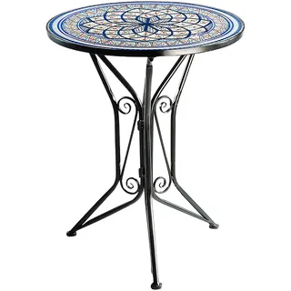 Kobolo Mediterran Gartentisch Ø 55 x 68 cm Blau