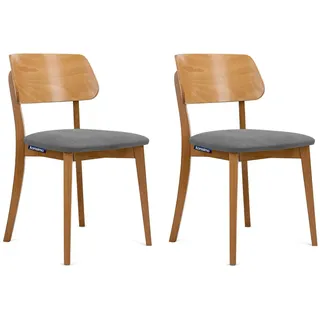 Konsimo Esszimmerstühle 2 St VINIS Gestell aus Massivholz, Grau, Stoff/Holz, Modern, 47x80,5x45 cm - Konsimo
