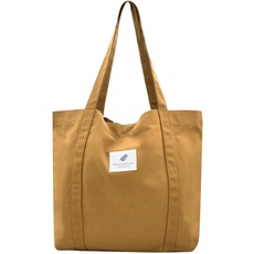 Damen Stofftaschen Tote Tasche Einfarbige Umhängetasche Leicht Große Kapazität Student Shopping Beach Bag braun