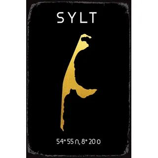 Metallbild QUEENCE "Insel", gold (farbe bild(er): goldfarben), B:30cm H:20cm, Metall, Stahl, Bilder, Metallbild, Stahlschild, Blechschild, Sprüche, Texte, Fernweh, Sylt