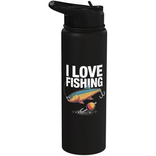 I Love Fishing Enthusiast Humor Fangspaß Stainless Steel Insulated Water Bottle