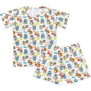 Kurzärmelige Pyjamas, kurze Hosen - 110 - Blau,Rot,Weiß - Blau, Rot, Weiß