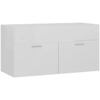 vidaXL Waschbeckenunterschrank Hochglanz-Weiß 90x38,5x46cm