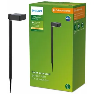 Philips Outdoor Solar Vynce Sockelleuchte Spiess 1.5W, Tageslichtsensor, eckig